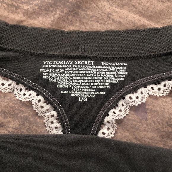 Victoria’s Secret thongs. Large. Purple and dark gray. Two thongs. Gray one NWOT - Picture 4 of 7
